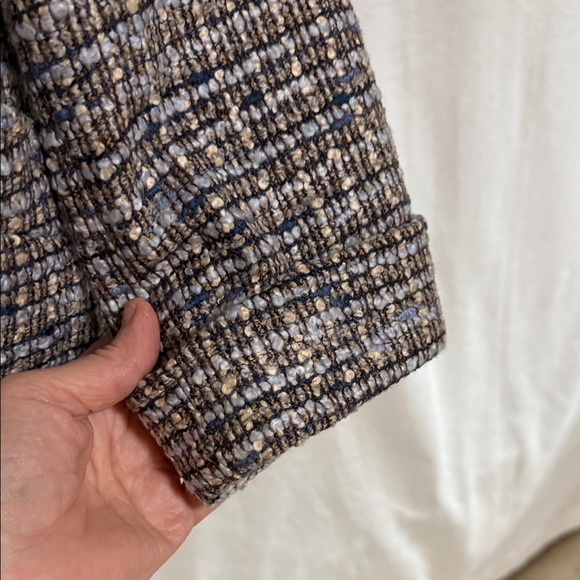 Lafayette 148 New York Women's Tweed Blazer - Taupe and Navy Wool/Silk Blend - Picture 5 of 15